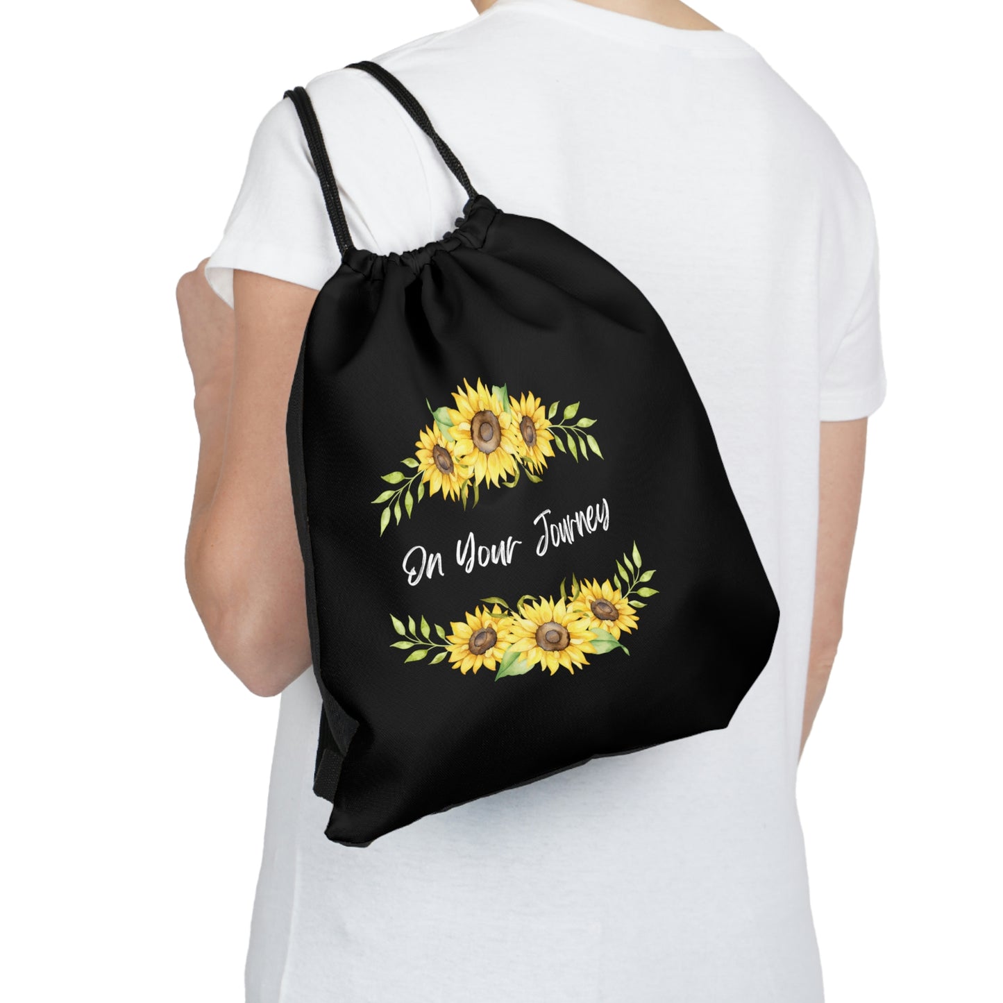 On Your Journey Flower Crown Outdoor Drawstring Bag