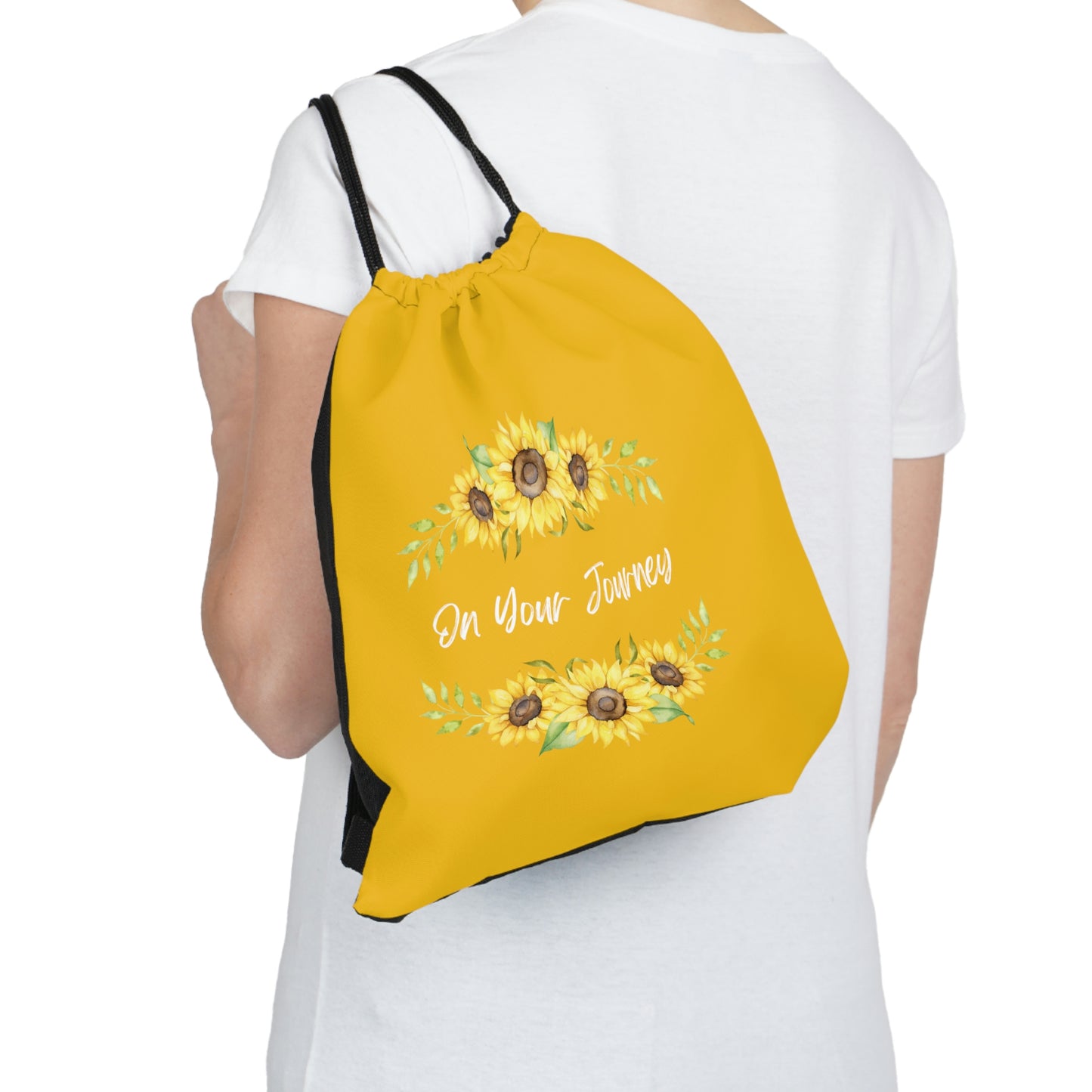 On Your Journey Flower Crown Outdoor Drawstring Bag