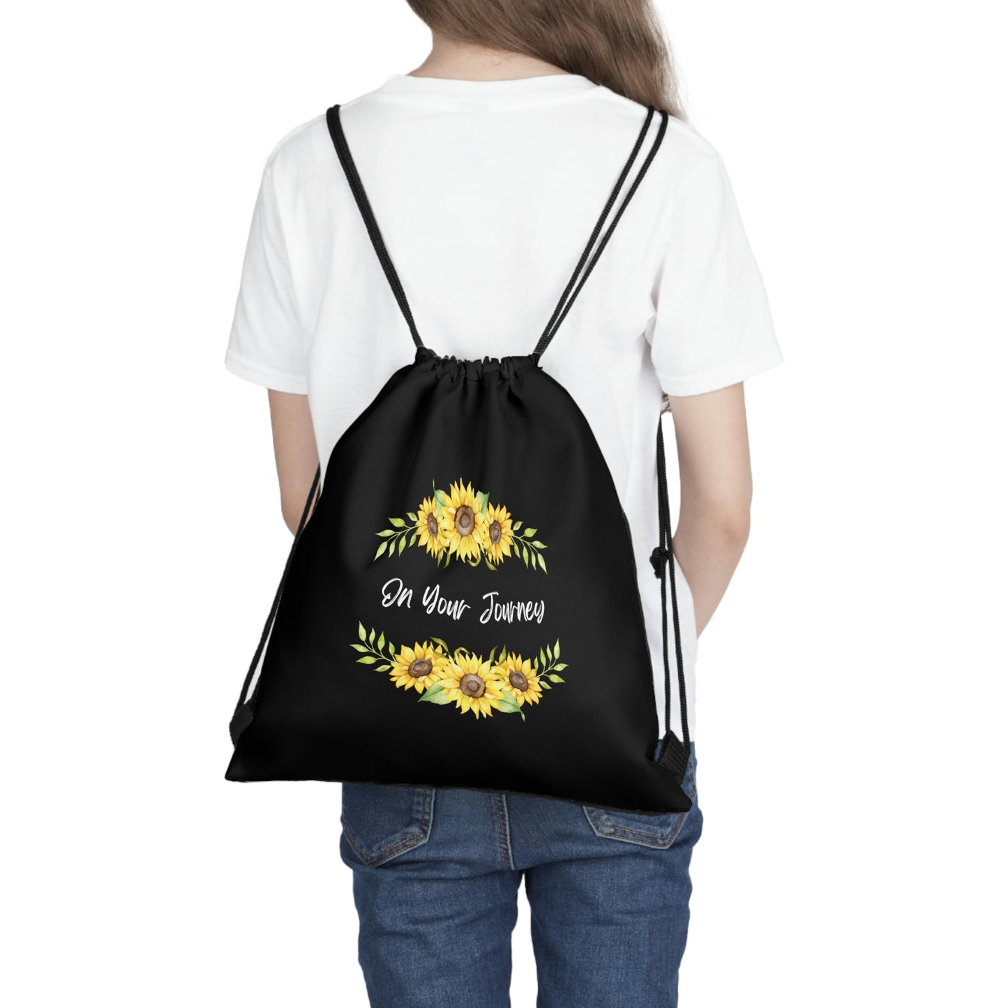 On Your Journey Flower Crown Outdoor Drawstring Bag