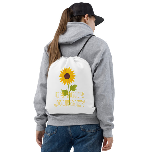 On Your Journey Single Flower Drawstring Bag