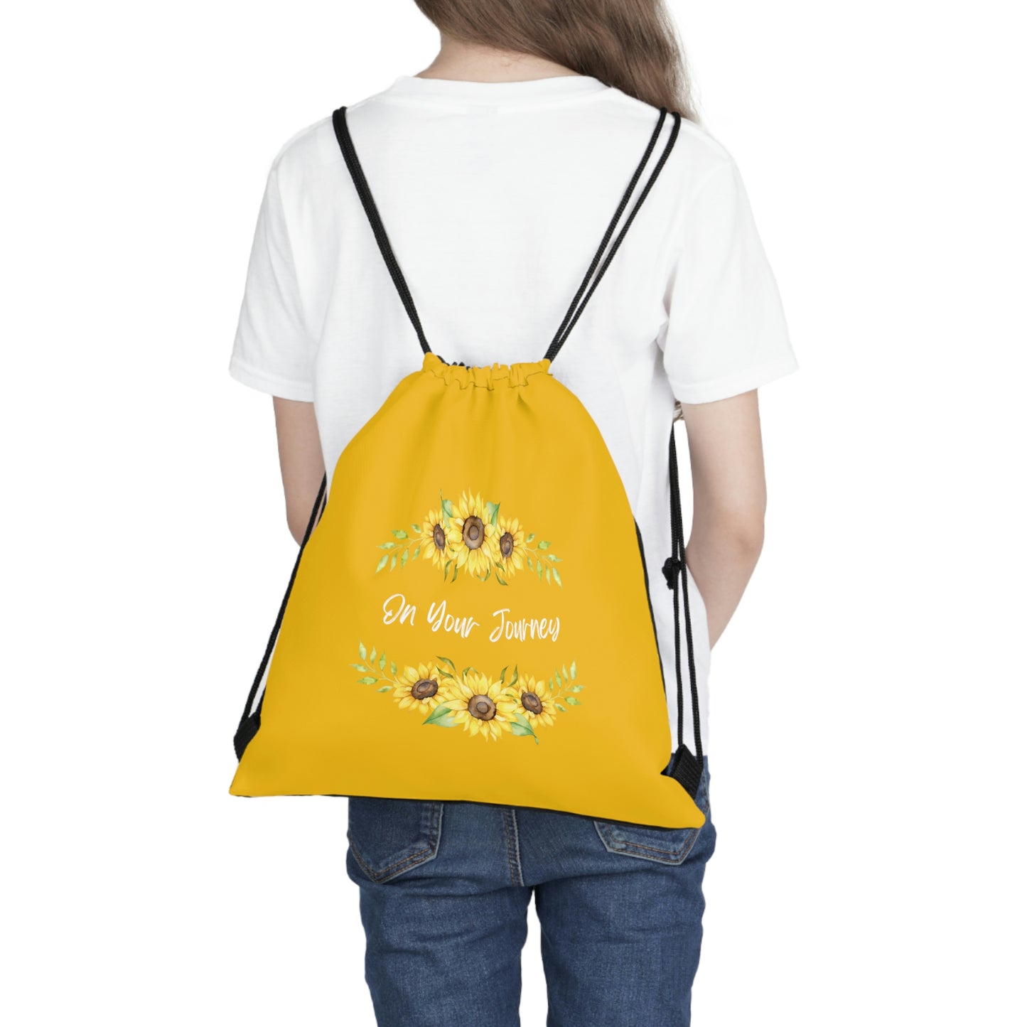 On Your Journey Flower Crown Outdoor Drawstring Bag